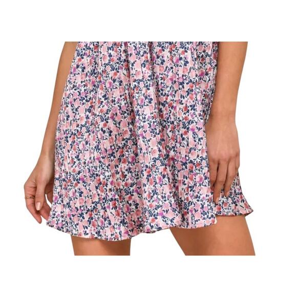 Lulus Express Yourself Blush Pink Floral Print Satin Babydoll Dress Size Large L - Picture 13 of 16